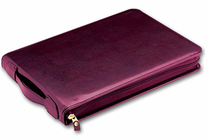 3-On-A-Page Zippered Leather Portfolio